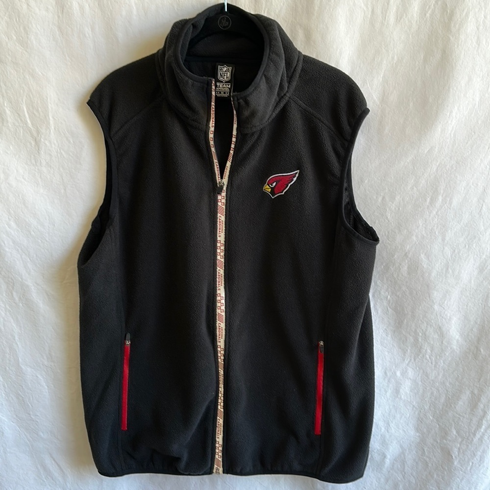 NFL Team Apparel Arizona Cardinals black fleece vest, size M